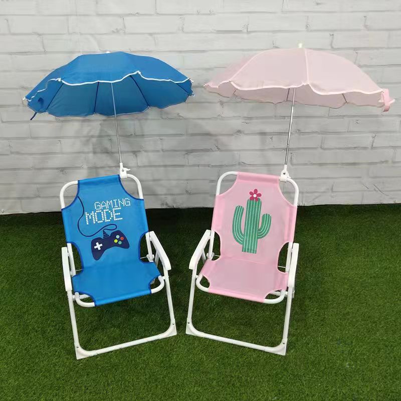 Silla de playa para niños de ocio al aire libre con paraguas ins estilo banco de dibujos animados silla trasera de bebé con sombrilla silla plegable