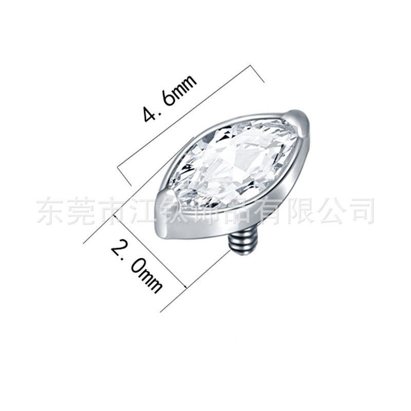 G23 Titanium Horse Eye Lip & Ear Stud Zircon Implant Grade Body Piercing Jewelry detail image 15