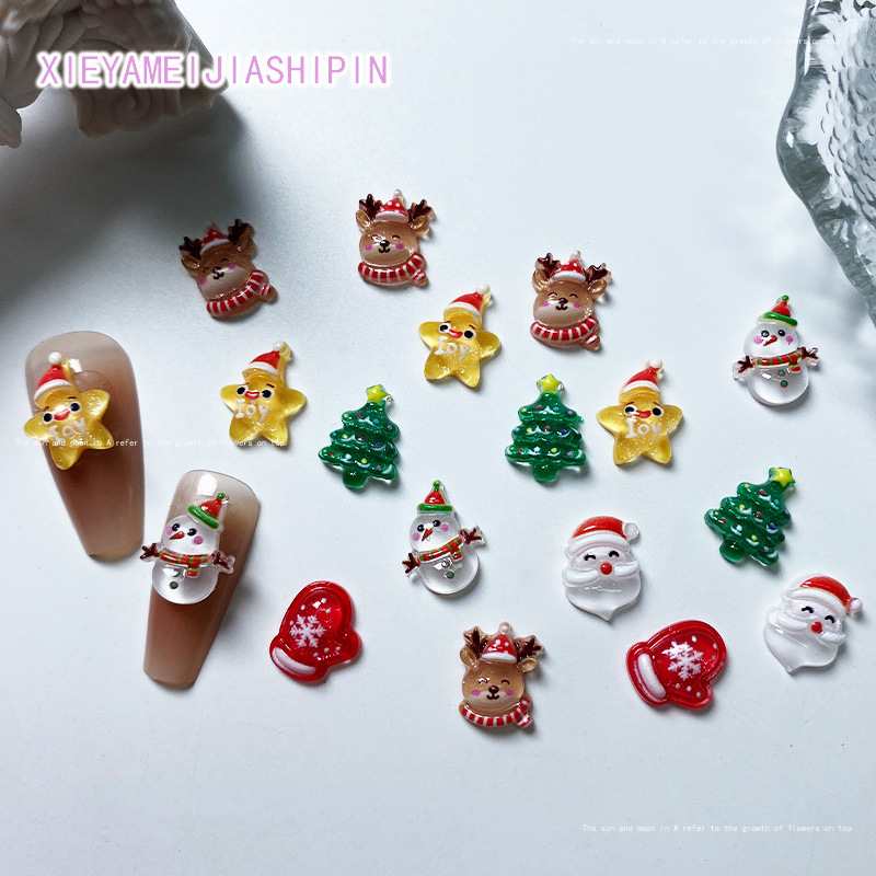 Christmas manicure cartoon jewelry cute elk Christmas tree Santa Claus resin accessories nail accessories wholesale Christmas manicure cartoon jewelry cute elk Christmas tree Santa Claus resin accessories nail accessories wholesale