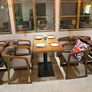 Cafe Sofa Retro Western Restaurant Bar Sofa Booth Milk Tea Shop Sweet Drink Shop Sofa Table and Chair Combination