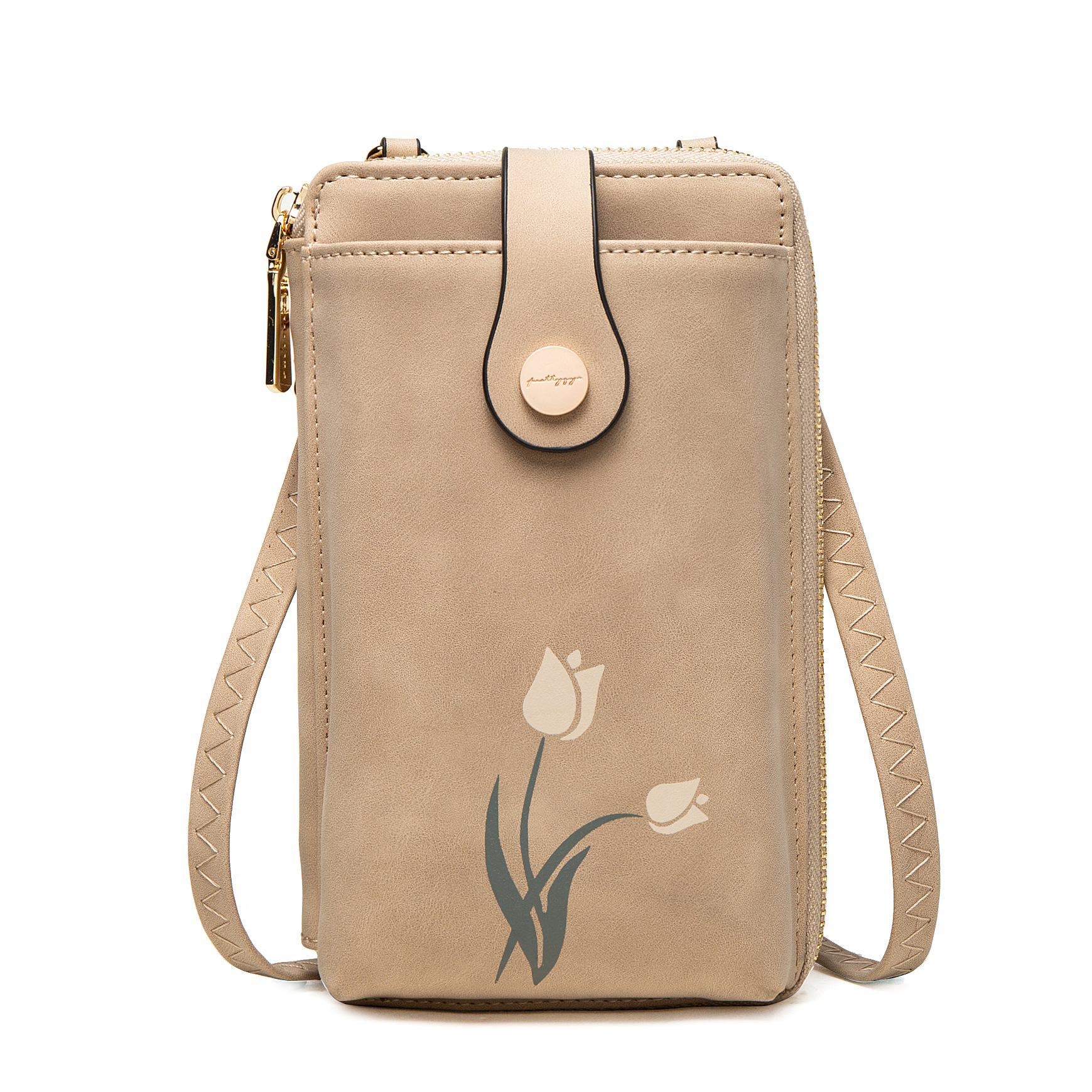 Priti nuevo bolso del teléfono móvil coreano pu impresión vertical cremallera hebilla simple bolso de hombro mini bolso de hombro del estudiante