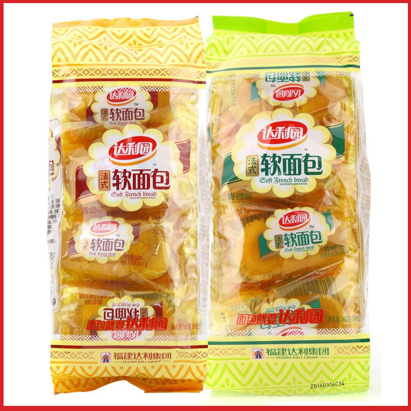 Dali garden French soft bread orange flavor milk flavor 160g/each bag of breakfast bread shelf life of 6 months