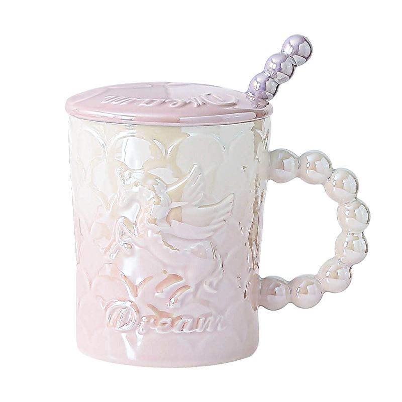 Taza de cerámica con cubierta con cucharas ins de viento taza de agua de alta calidad de la pareja taza de café de oficina