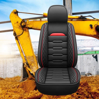 Excavator Leather Seat Cover, Crane Forklift Single Seat, One-Piece Waterproof and Dustproof Universal Seat for All Seasons (Universal seat cover) - red-standard-edition-single-seat
