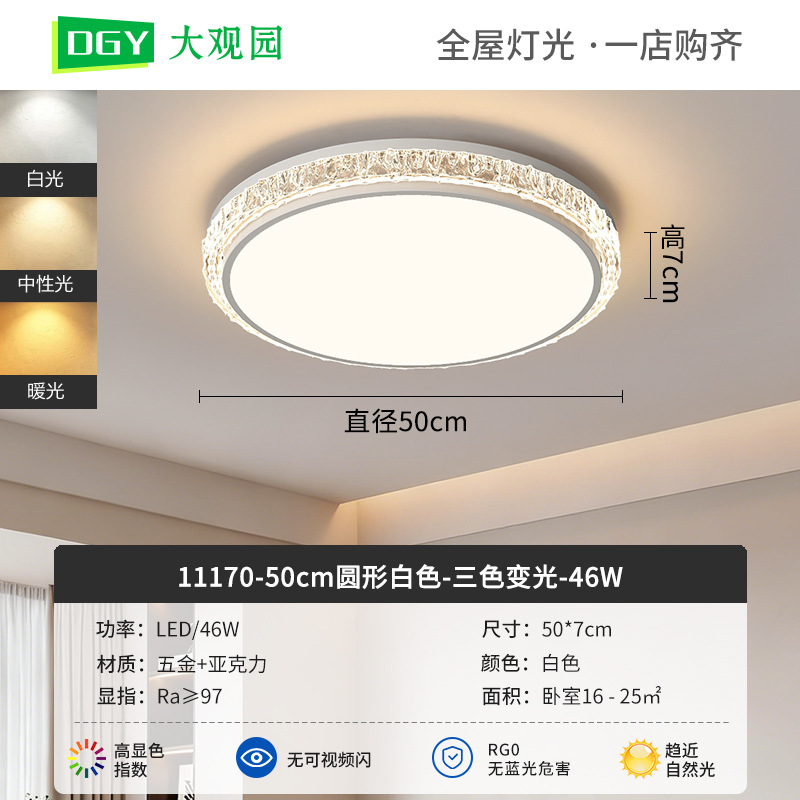 Luz de techo de sala de estar moderna y simple nueva luz de lujo de alto nivel, luz de techo de protección de ojos de espectro completo 293L