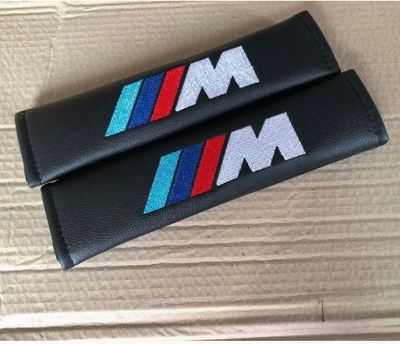 Creative Three-Color Car Seatbelt: Seat belt shoulder pad - m-mark-pu-black-leather
