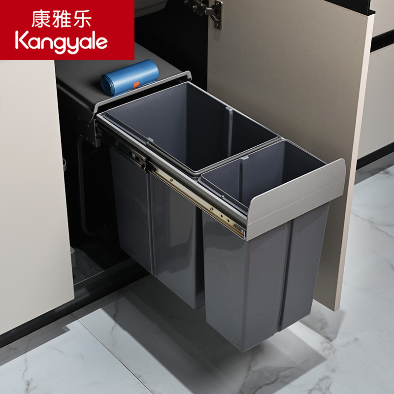 Cabinet Embedded Trash Can, Sink Cabinet, Double Bucket Classification Trash Can, Kitchen Waste Hidden Cleaning Bucket with Lid Cabinet Embedded Trash Can, Sink Cabinet, Double Bucket Classification Trash Can, Kitchen Waste Hidden Cleaning Bucket with Lid