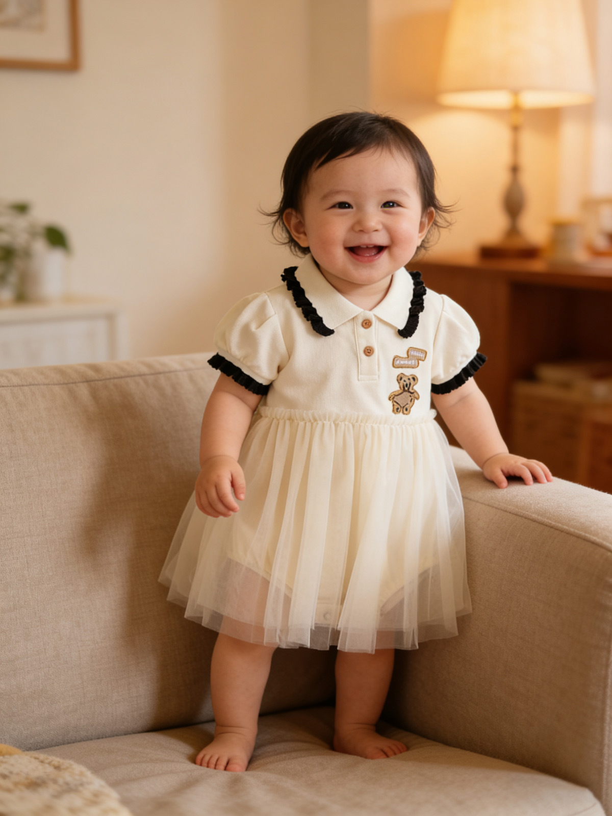 Oso bordado ropa padre-hijo verano una familia tres o cuatro madre-hijo madre-hija vestido bebé mameluco POLO solapa manga corta