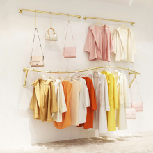 服装店展示架上墙创意金色挂衣架童装店壁挂式货架女装服饰陈列