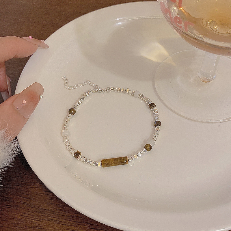 新中国式虎眼石砕銀ブレスレット女ins小衆デザイン軽豪華高級感ブレスレット|undefined