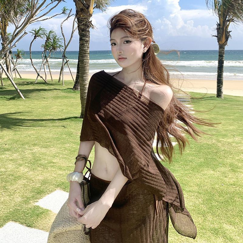 New Bikini Swimsuit for Women, Sexy and Pure, Internet Celebrity Style, High-End Island Vacation Long Skirt, Hot Spring Bathing