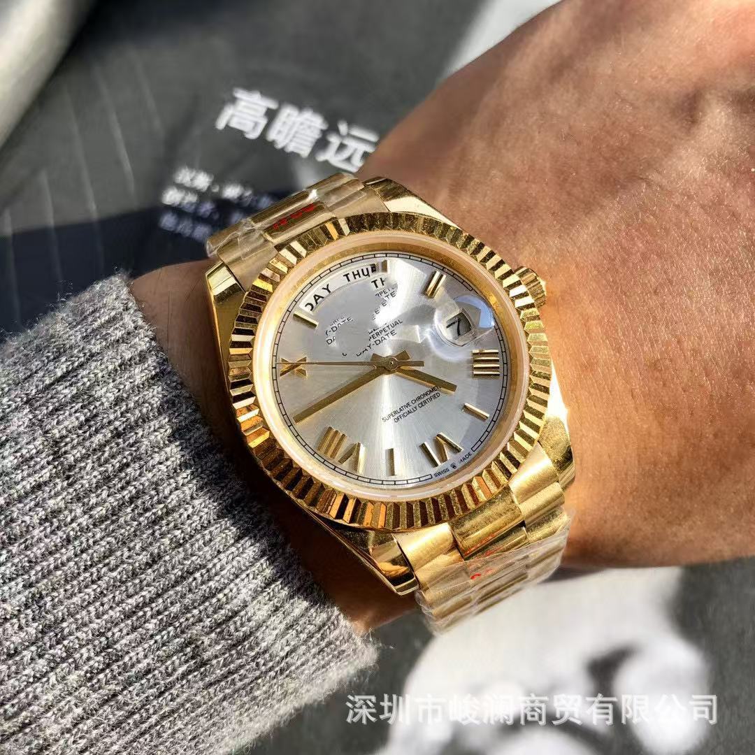 Comercio exterior transfronterizo negro DD diario de domingo mesa de juego verde reloj mecánico automático reloj de hombre reloj calendario doble