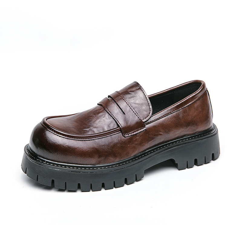 Zapatos de verano de cuero para hombres con suela gruesa estilo británico vestido de negocios casual zapatos de moda con suela gruesa aumentando la altura de los zapatos de boda