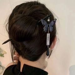 新中式書法蝴蝶流蘇髮簪女小眾設計感精緻木質髮釵氣質高顏值髮簪