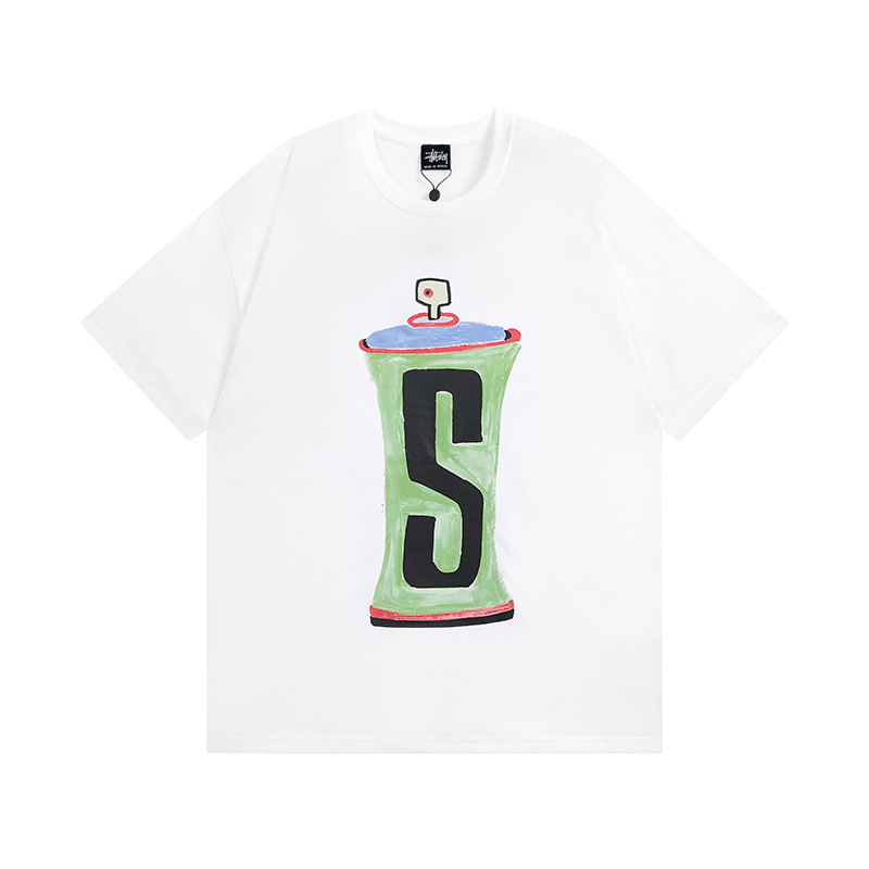 国境を越えた卸売りstyスチュアート黒8クラシック24ss半袖純綿夏ゆるいtシャツ男女同金|undefined