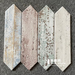 Boat Wood Kitchen Bathroom Tile Arrow-Shaped Mosaic Retro White Gray Handmade Brick Bathroom Toilet Toilet Wall Tile