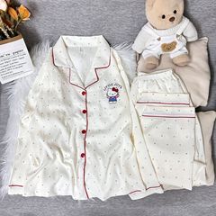 2025春秋新款云朵棉长袖长裤kt猫睡衣女可爱甜美家居服可外穿批发