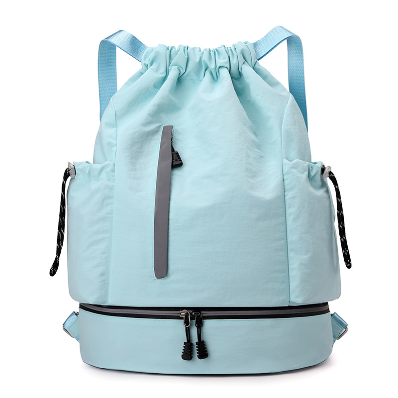 Bolso de baloncesto al aire libre ligero de moda, diseño de tira reflectante, deportes, fitness, ocio, mochila con cordón, stock de gran capacidad