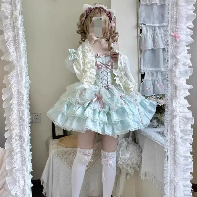 Пуховое/шерстяное платье, демисезонная юбка для девочки, бархатный тёплый маленький принцесса костюм, стиль Лолита