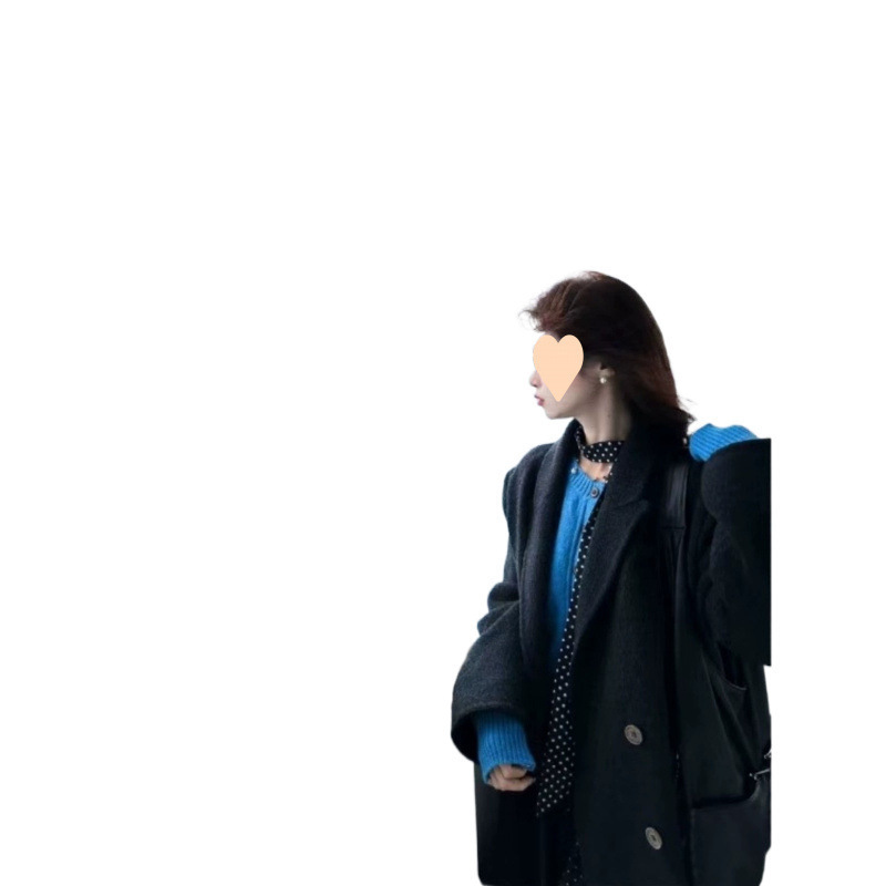 多巴胺克莱因蓝色长袖针织开衫女春秋新款宽松显瘦软糯糯毛衣外套|undefined