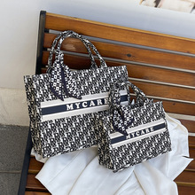 跨境外贸手提托特包包女2025新款时尚百搭潮流印字母大容量单肩包