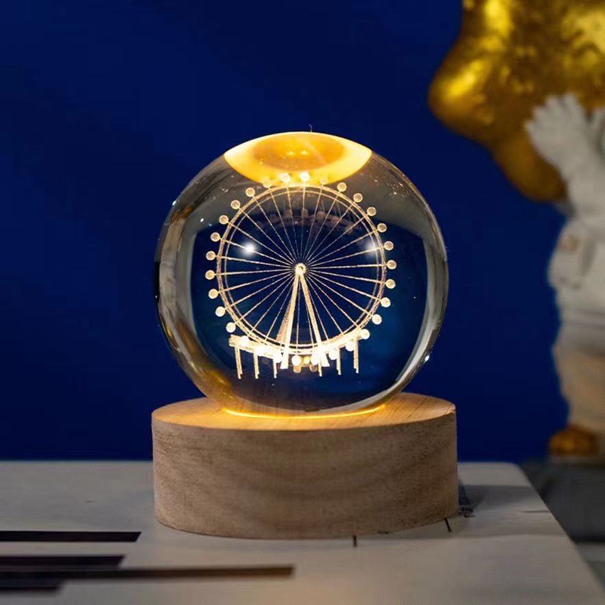 星空宇航员白水晶球发光3d内雕小夜灯桌面摆件七夕情人节礼纪念物 - 20
