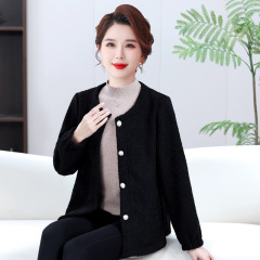 中年の婦人服の春の服の新型のコートの粒の絨毛の短いタイプの小さいコートのお母さんの大きいサイズの洋気の春秋のぬいぐるみの上着
