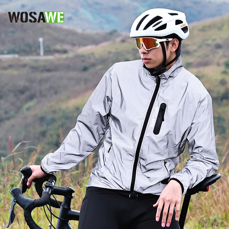 WOSAWE off-road bicycle cycling sports full reflective night running rain-proof warm windbreaker jacket coat