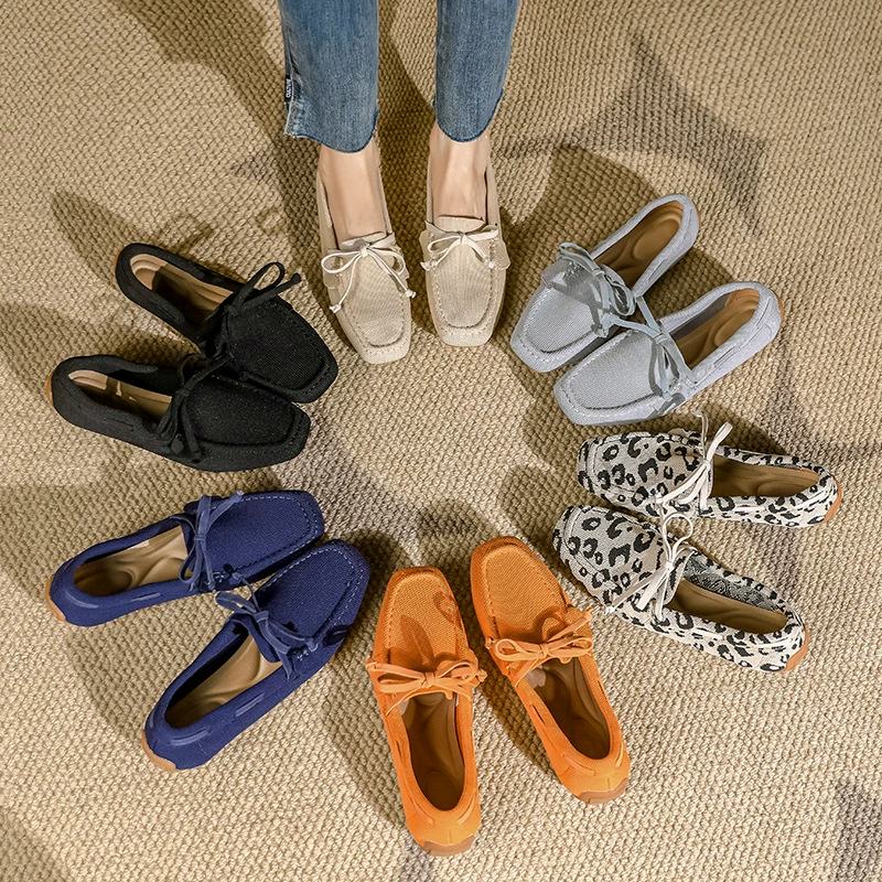 Туфли принцессы, летающие тканые однослойные туфли на плоской подошве с квадратным носком, трикотажные тканые туфли для внешней торговли, женская обувь больших размеров, 41 горох, обувь 43, мягкое дно, дышащая