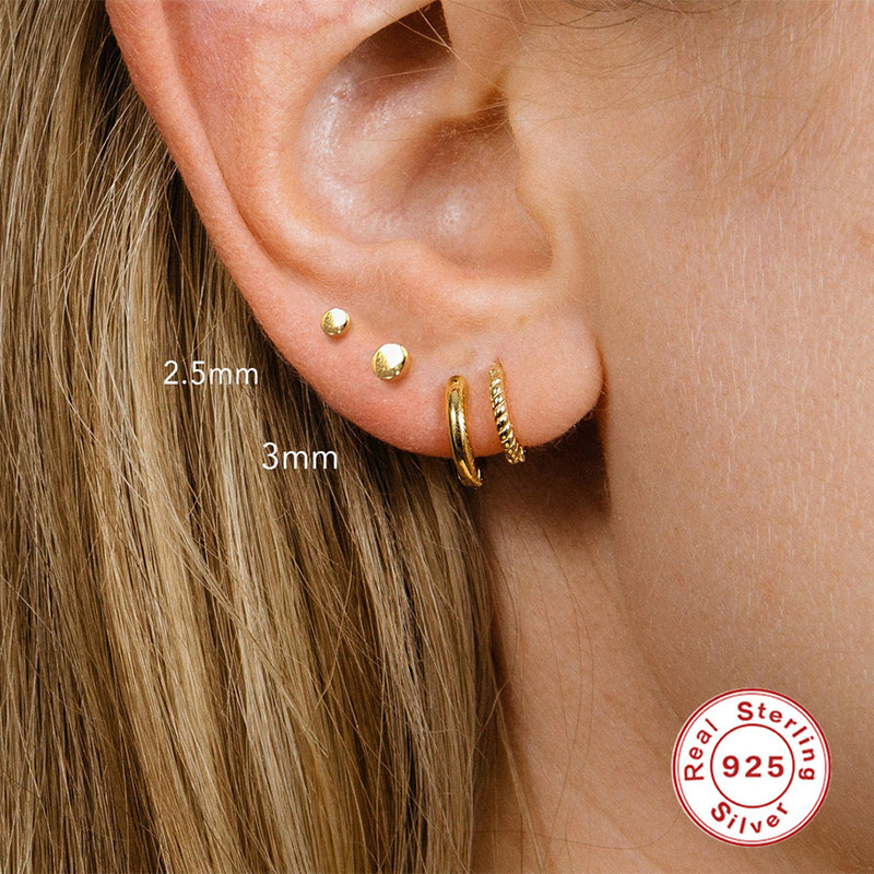 Fashion Solid Color Sterling Silver Plating Ear Studs 1 Piece