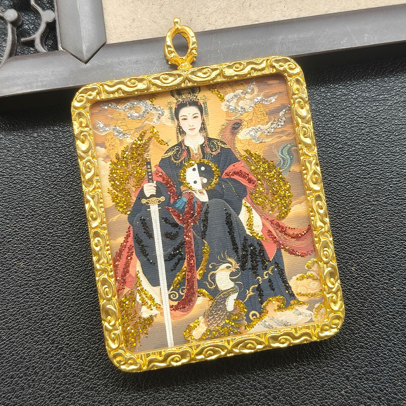 道家龙虎山唐卡吊坠手绘彩金砂泰山奶奶雷祖挂件九天玄女娘娘批发|undefined