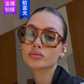 欧美复古双梁街拍墨镜美式高级感ins风男女潮凹造型圆脸太阳眼镜