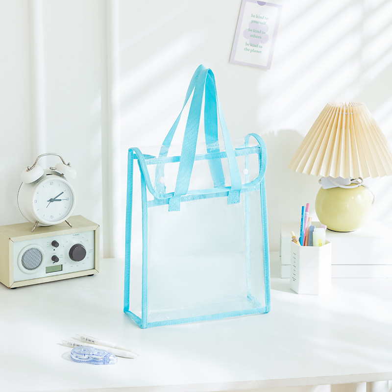Bolsa de mano de PVC transparente gruesa bolsa de examen impermeable de gran capacidad bolsa de archivos bolsa de almacenamiento de libros bolsa de estudio para estudiantes