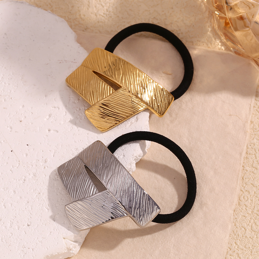 Unisex Fashion temperament personality niche geometric creative head rope stainless steel gold plated origami style hair rope female_voghion.com