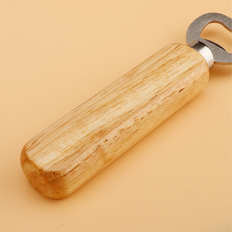 Abrebotellas de Cerveza con Mango de Madera de Acero Inoxidable, Portátil, Multifuncional, para Uso Doméstico