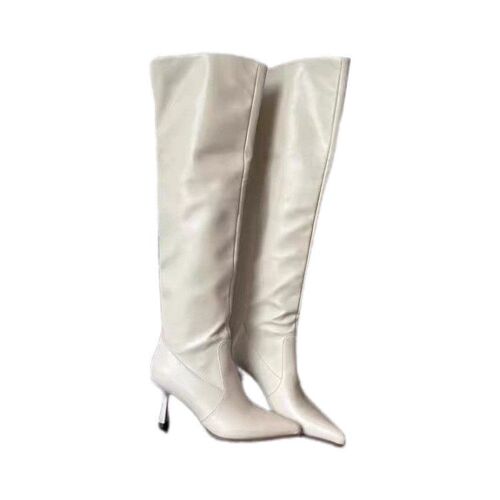 Fine heels, all-match autumn and winter, high tube folds, not reaching the knees, showing slimming season long boots, women's piled long boots, high heels, foreign style