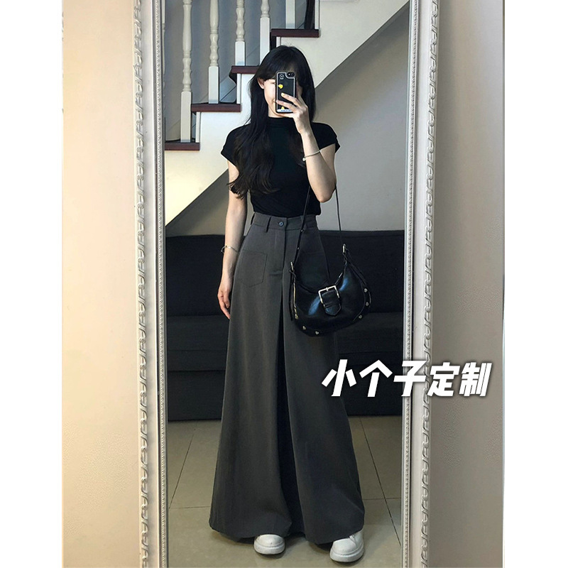 145 Short American-style Short Suit Wide-leg Pants Women's High Waist Straight Casual Xs High-rise Match Autumn
