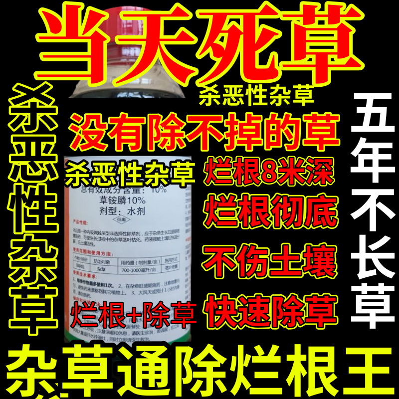 当天死草精草铵膦铵盐专杀恶性杂草通用除草剂果园烂根剂杀草王