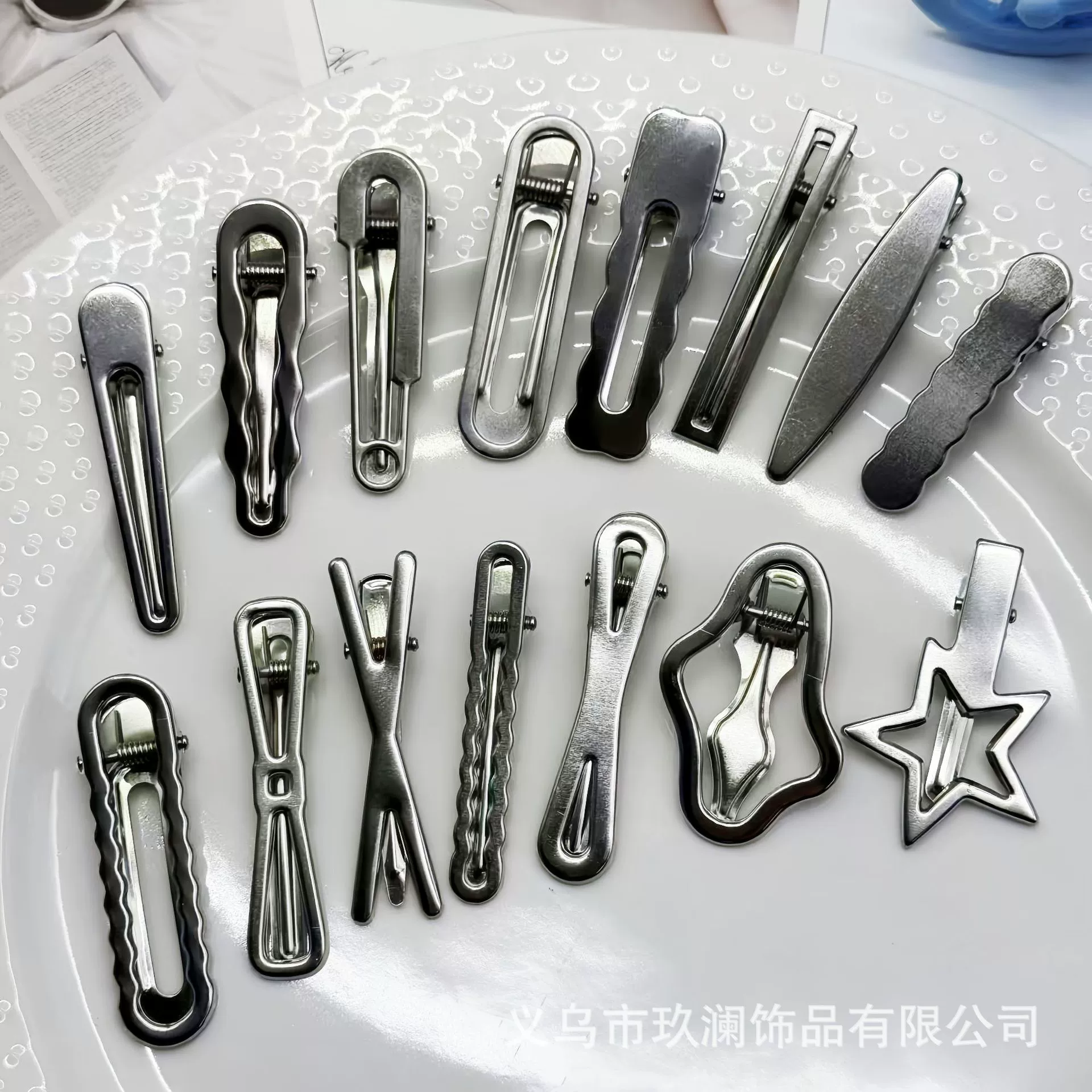 Серебристо-белые заколки для волос (6 см), металлические зажимы для DIY, assorted формы