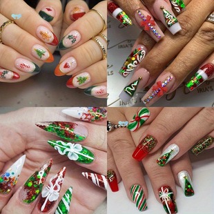 96Pcs (4 Pack) Christmas Chrome Nails Press on Nails Medium