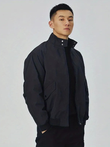 American Retro MA1 Pilot Jacket Men Loose Stand Collar Casual Trend Brand Work Outerwear Spring Autumn Black