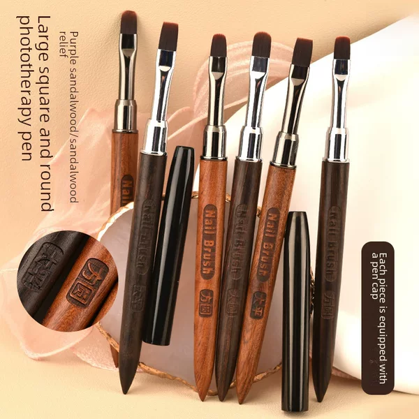 Cardamom Sandalwood Manicure Brush, Large Round Phototherapy Pen, Manicure Construction Brush, Large Round Head, Large Flat Head Phototherapy Pen with Pen Cap