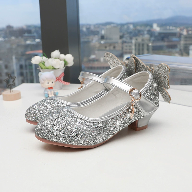 Детское представление Одиночная обувь 2024 Осень Зима Новые блестки