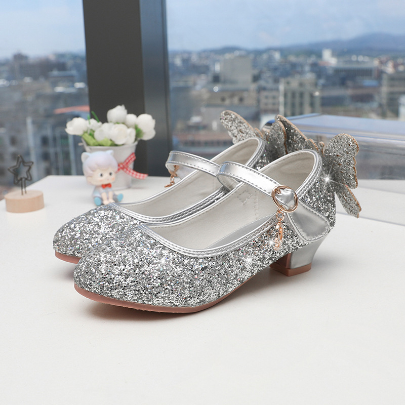 Children's Performance Shoes 2026 Autumn and Winter New Sequin Strap Princess Shoes Girls' High-Heeled Small Leather Shoes Children's Performance Shoes 2026 Autumn and Winter New Sequin Strap Princess Shoes Girls' High-Heeled Small Leather Shoes