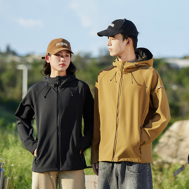 808软壳冲锋衣外套情侣款户外保暖服时尚立领防风防水内里抓绒衣