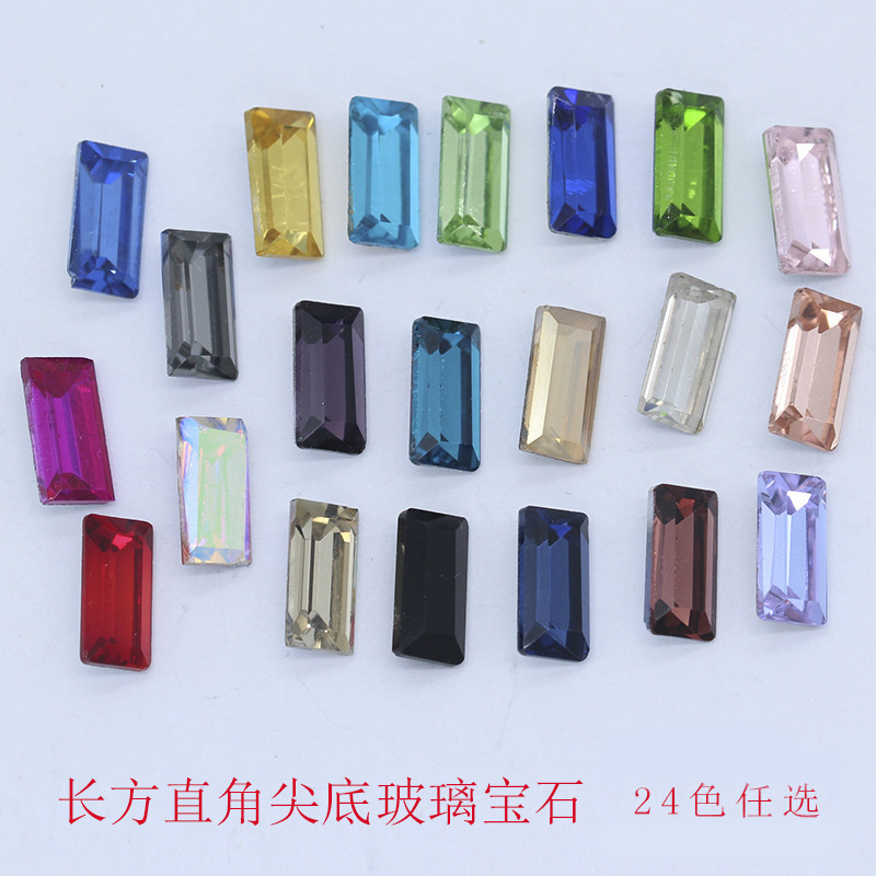 [1440 PCs by Package Batch] Trapezoidal Glass Drill Long Square Tip Bottom Drill Clothing Luggage Jewelry Accessories Crystal T Drill