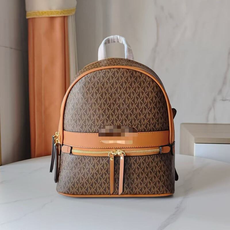 New Mk Women's Backpack, Fashionable Letter Backpack, Textured Travel Bag, Stylish Campus Student Bag New Mk Women's Backpack, Fashionable Letter Backpack, Textured Travel Bag, Stylish Campus Student Bag