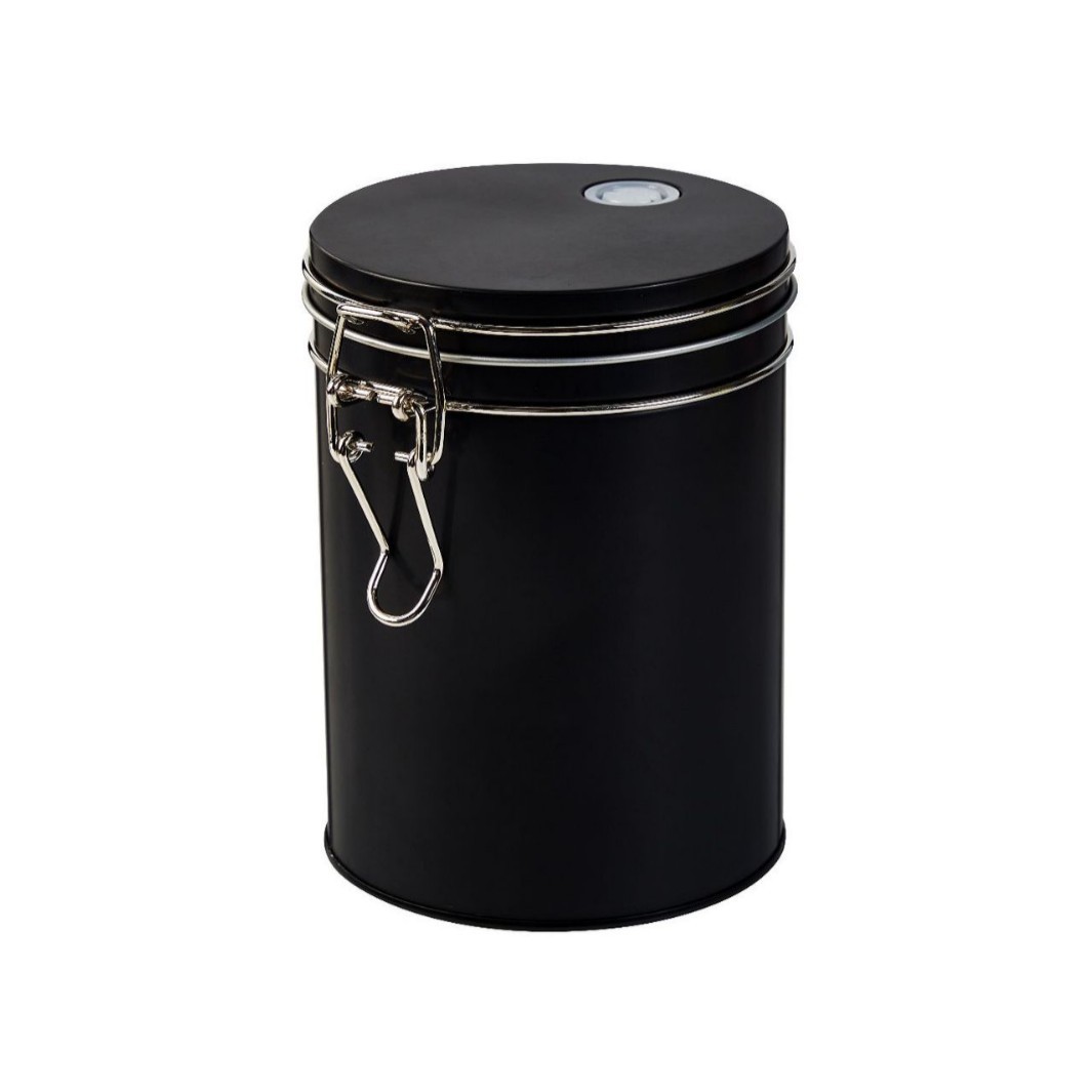 Caja de hojalata para granos de café, lata de hierro sellada con válvula de escape, lata de té, lata de almacenamiento de cocina, lata de conservación de frescura, barril de hierro para café en polvo