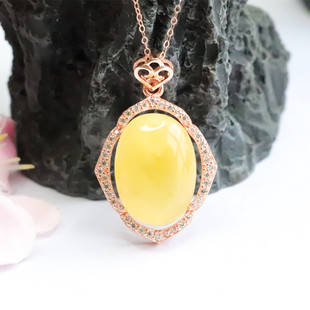 Jianyu S925 silver inlaid natural beeswax pendant chicken yellow amber jewelry factory wholesale generation HP2092617