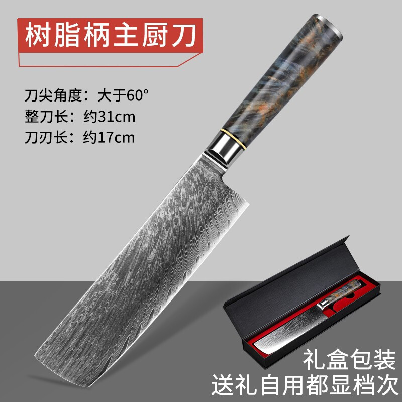 Cuchillo de cocinero cuchillo de cocinero de resina cuchillo de cocina de Damasco cuchillo de corte afilado 10 herramientas domésticas